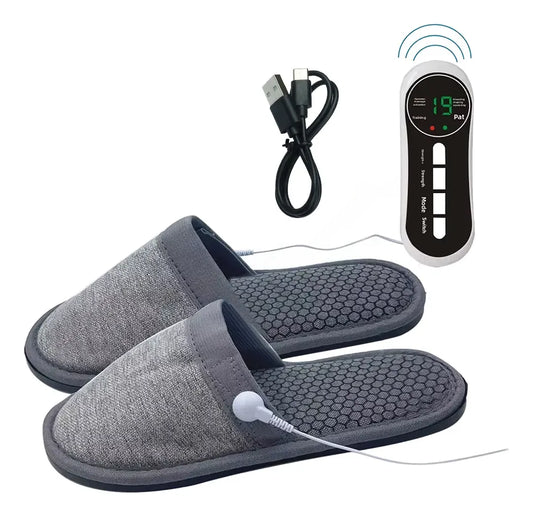 Pantuflas masajeadoras EMS grises con control remoto