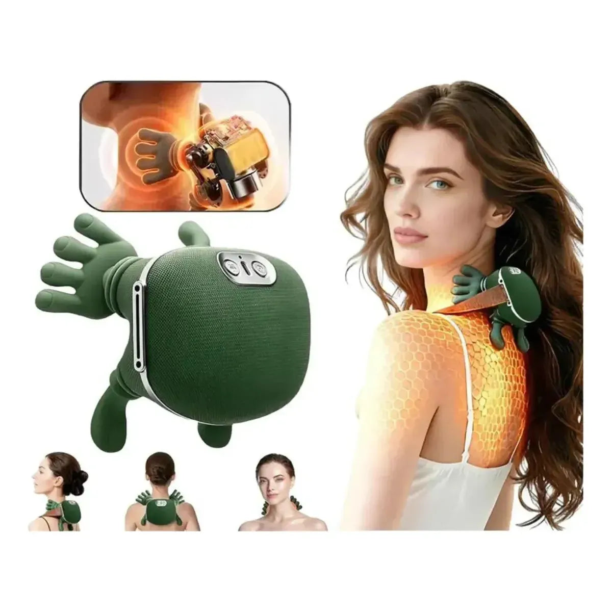 Masajeador de cuello, hombros y espalda verde con calor