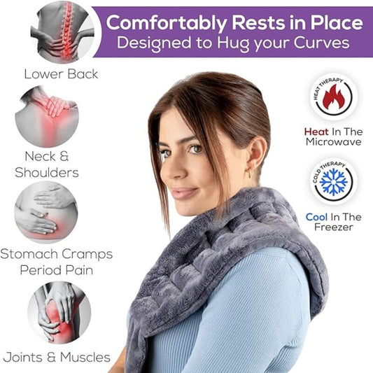Almohadilla térmica gris para cuello y hombros