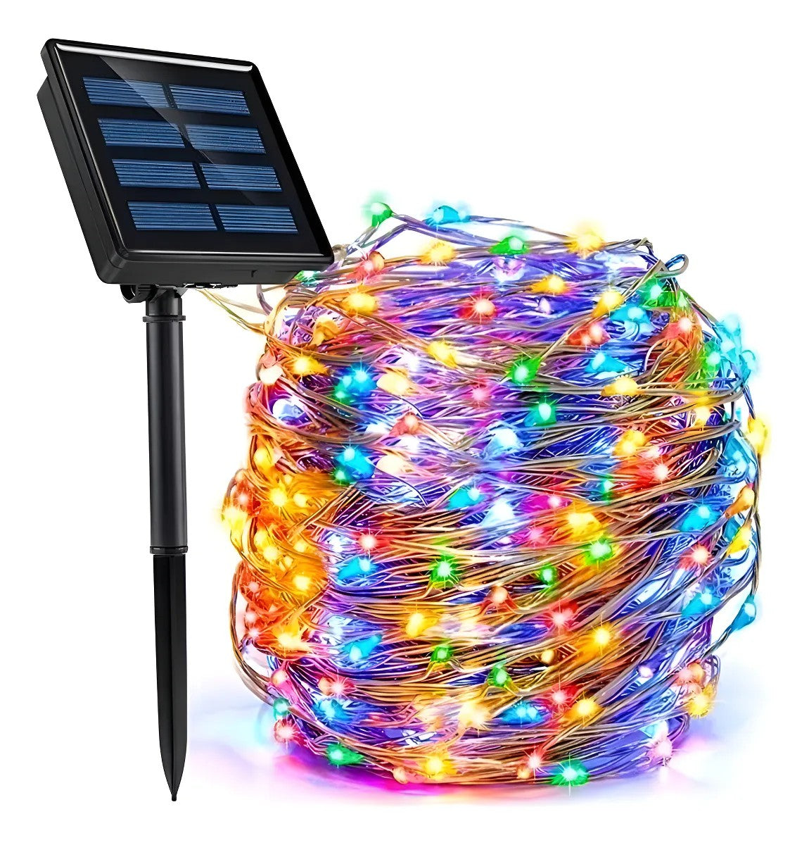 Luces Navideñas RGB de 20 Metros con Panel Solar